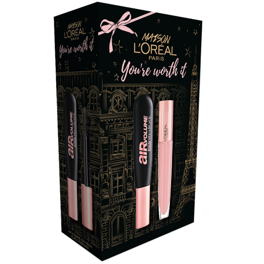 L'Oréal Paris Air Volume 30H Mega Black + Paradise Balm-in-gloss giftbox