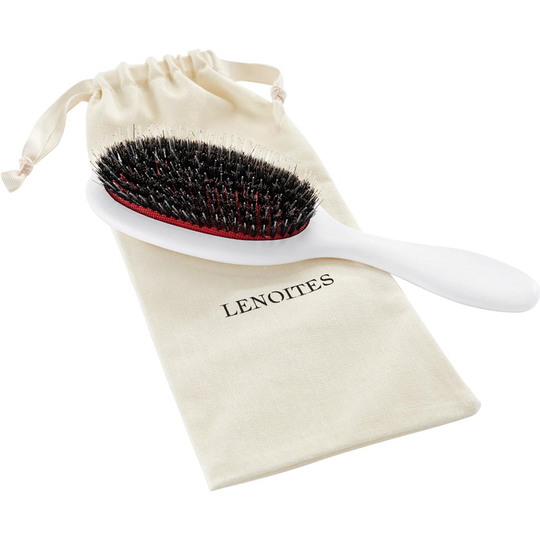 Hair Brush Wild Boar with pouch and cleaner tool, Lenoites Hårborstar