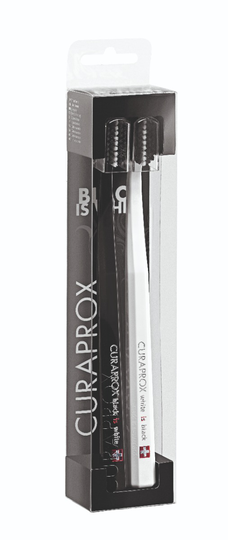 Curaprox Black is White, Tandborste 2-pack, vit/svart 2 st
