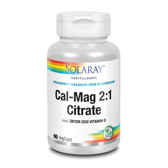 Solaray Cal-Mag 2:1 Citrate & D-vitamin 90 kapslar