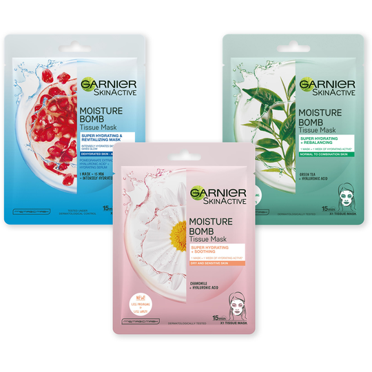 Garnier Skin Active mix av tissue mask Trio
