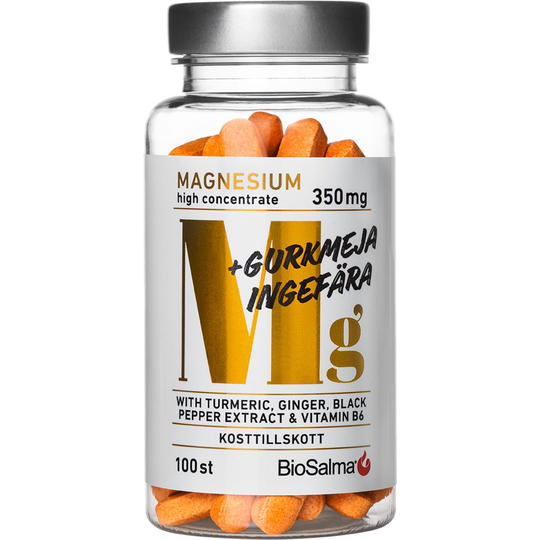 BioSalma Magnesium 350mg + Gurkmeja & Ingefära 100 st
