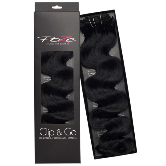 Poze Hairextensions Poze Clip & Go Standard Wavy 55cm 1N Midnight Blac