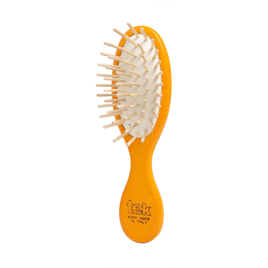 Tek Small Oval Hair Brush With Short Wooden Pins Orange