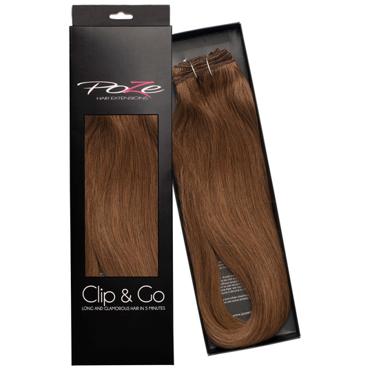 Poze Hairextensions Poze Clip&Go Löshår Äkta 7BN Mocca Brown 7 delar/s