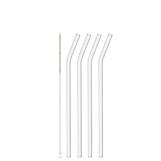 KNIK Sugrör Glas 23cm 4-pack + Borste