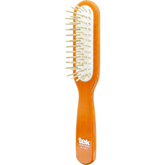 Tek Slim Rectangular Brush With Short Wooden Pins Lacquered Orange