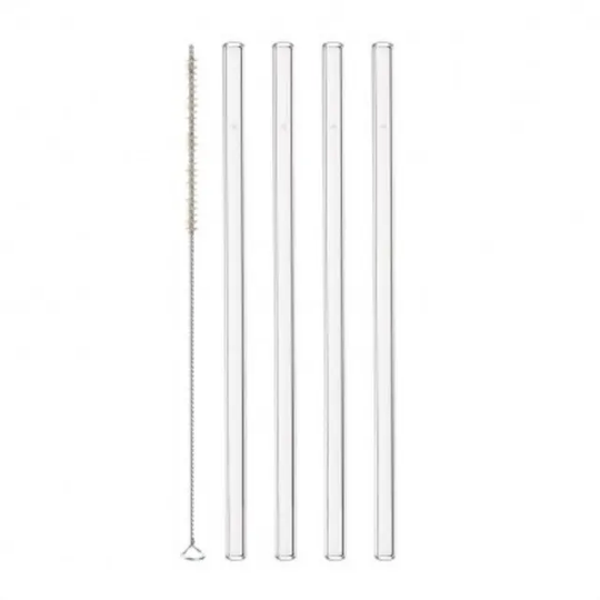 Sugrör Glas 20cm 4-pack + Borste
