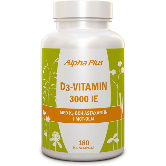 D3-Vitamin 3000IE + K2, Alpha Plus Kosttillskott & Vitaminer