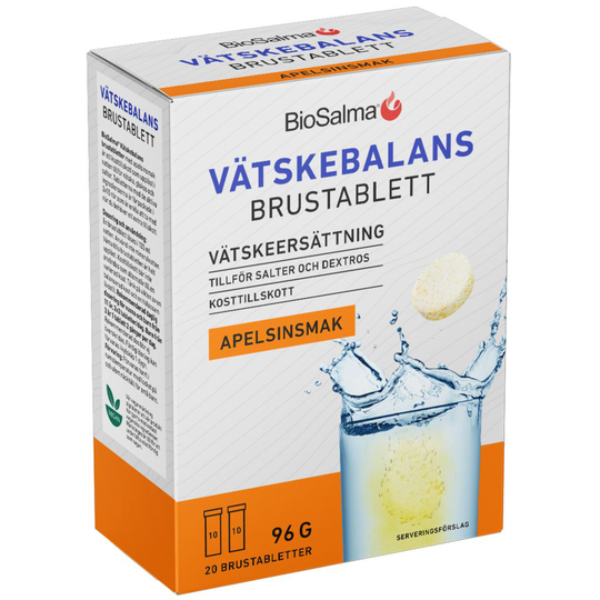 BioSalma Vätskebalans Apelsinsmak 20 brustabletter