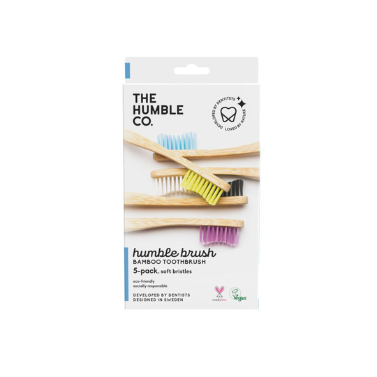 The Humble Co. Bambutandborstar Mjuk 5-pack - Blandade färger