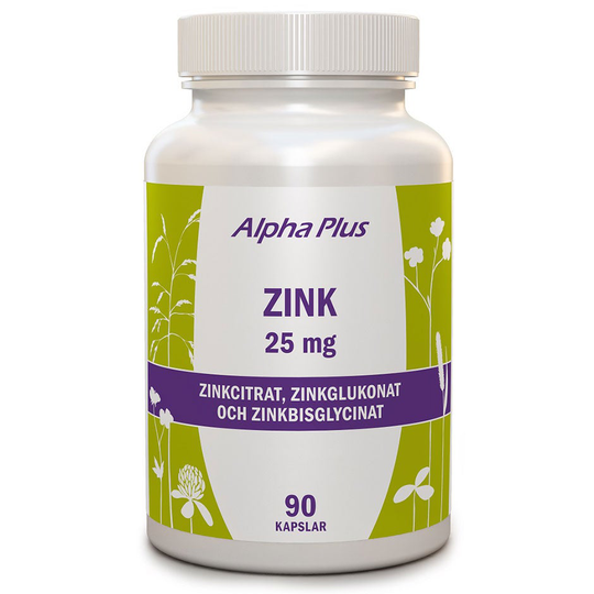 Zink 25mg, Alpha Plus Kosttillskott