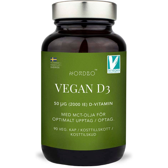 Vegan D3 2000 IE, 90 kap NORDBO Kosttillskott
