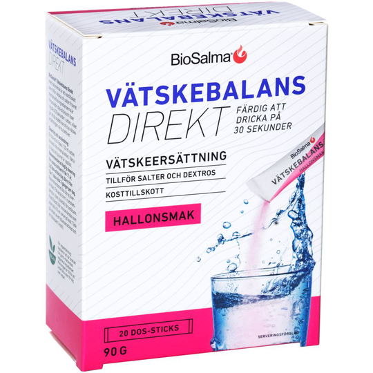BioSalma Vätskebalans Direkt Hallon 20 dospåsar