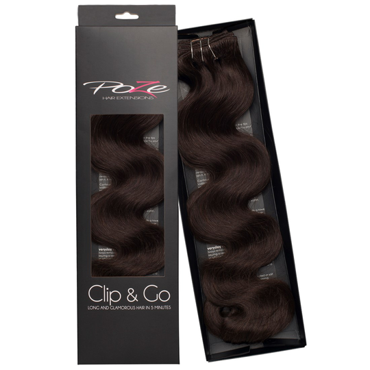 Poze Hairextensions Poze Clip & Go Standard Wavy 55cm 2B Dark Espresso