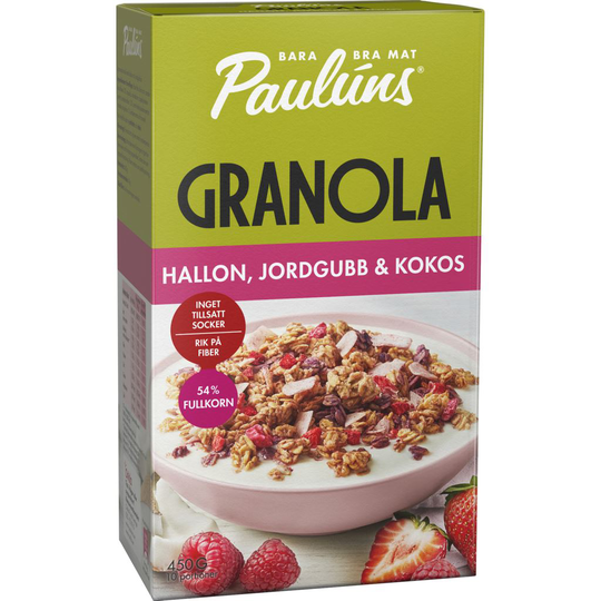 Paulúns Granola Hallon Jordgubb & Kokos 450 g